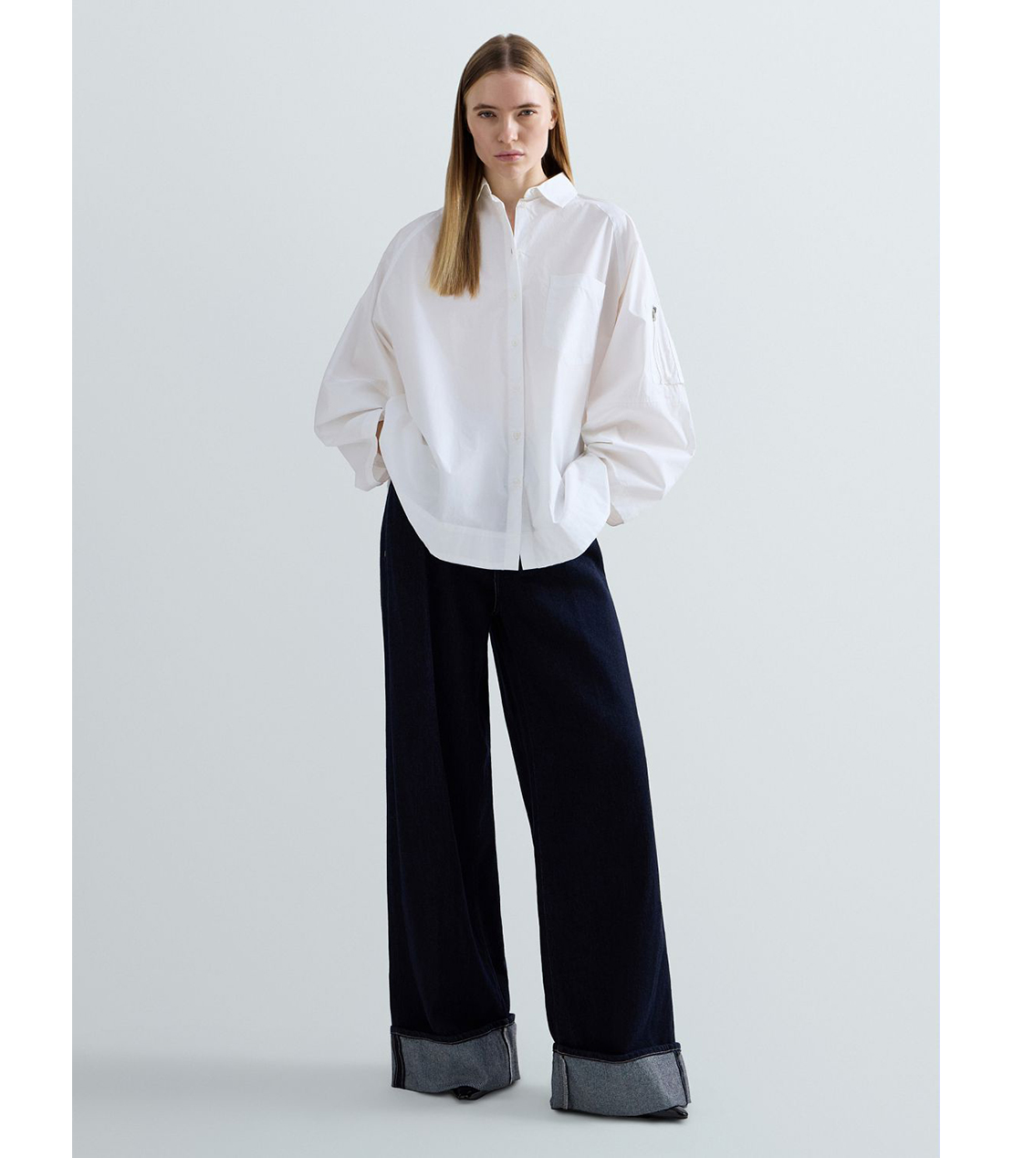 コットンポプリンオーバーシャツ 詳細画像 ホワイト 2